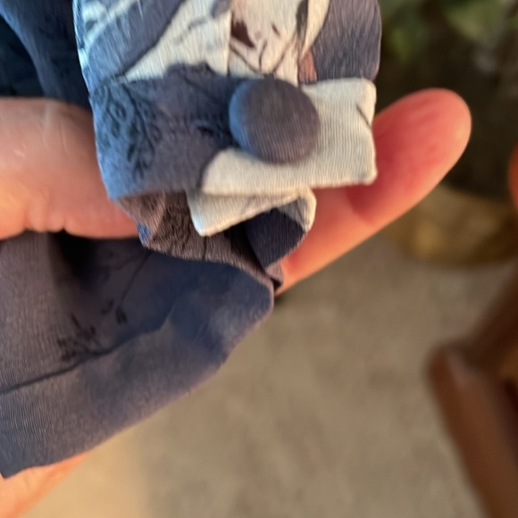 Ann Taylor Vintage size 6 silk semi sheer steel blue with white side zip blouse. - Picture 7 of 16